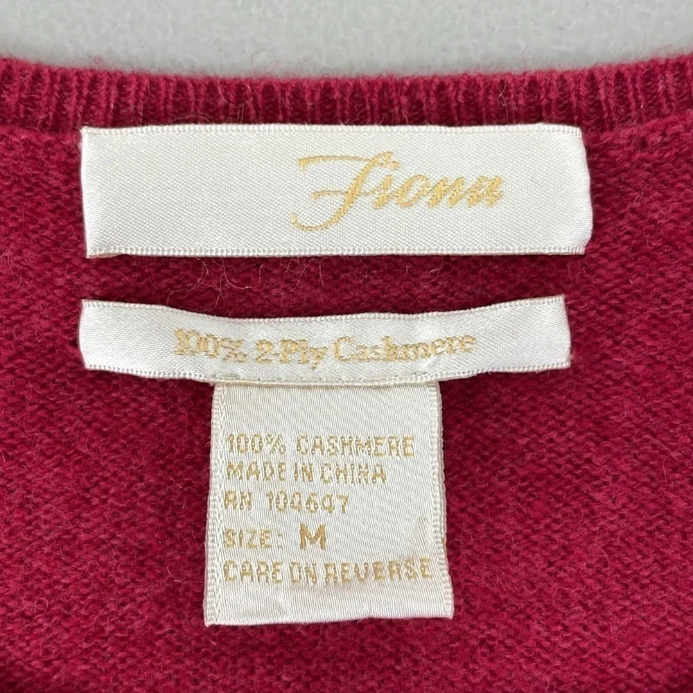 Fiona Sweater Women's M Medium Red 100% Cashmere Lightweight Pullover